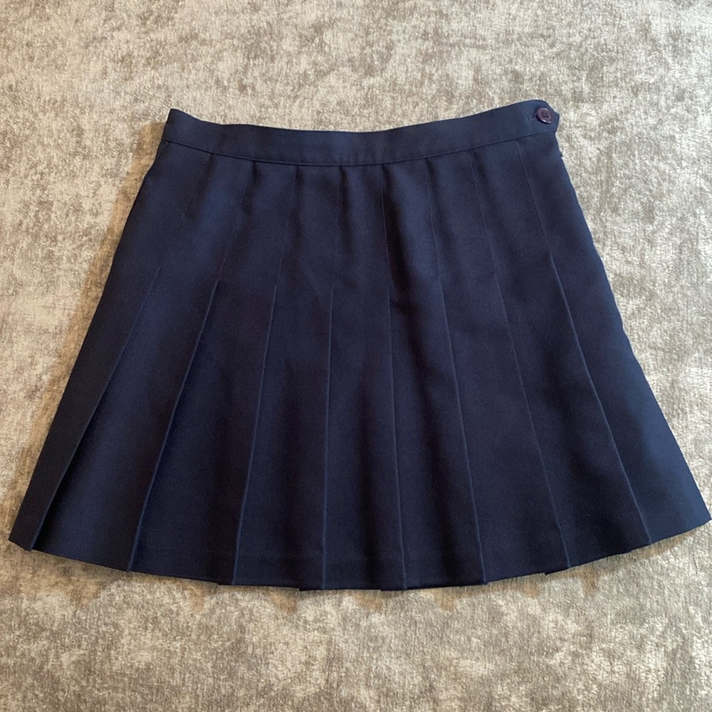 American Apparel size Large navy blue pleated skirt. {287} - Picture 2 of 11